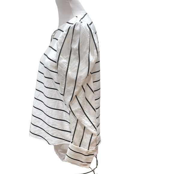 Nwt Zara Black White Stripe Long Puff Sleeve Top SZ S - Picture 5 of 11